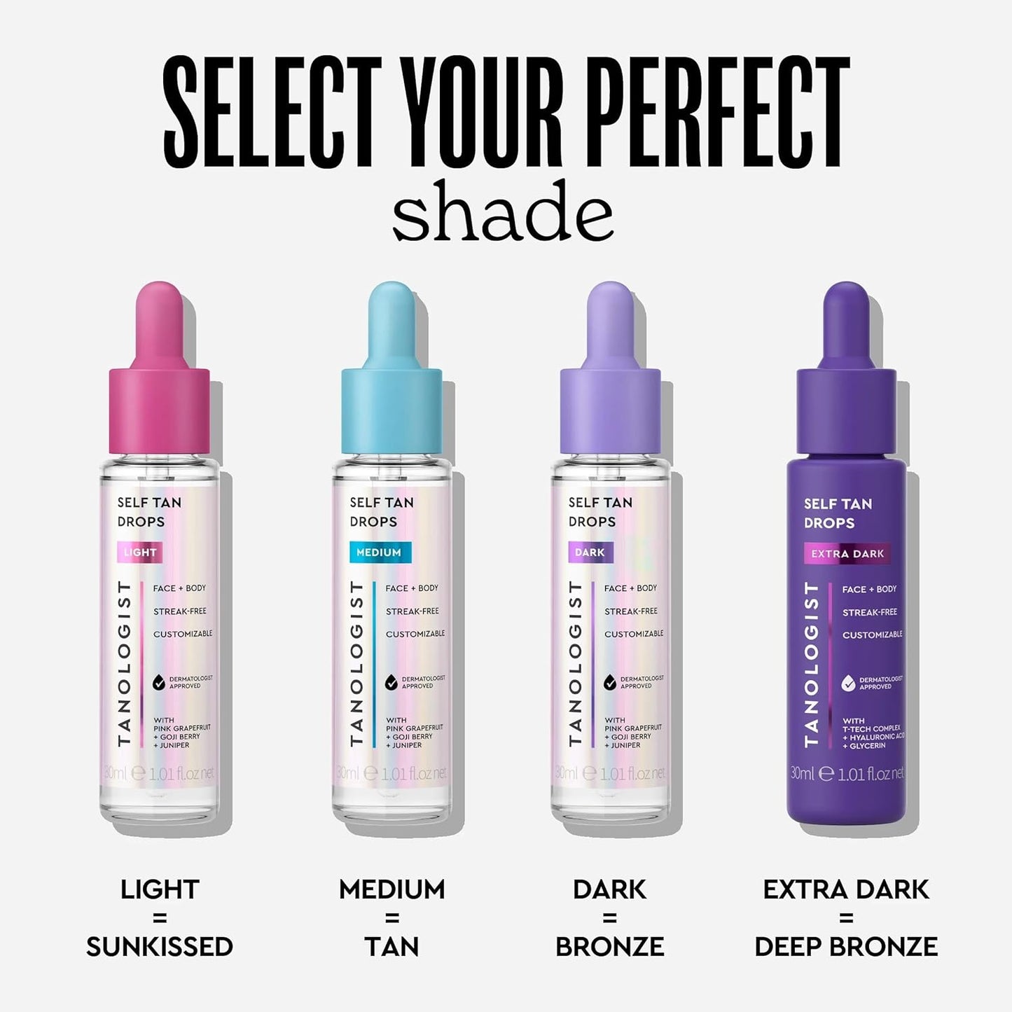 Face and Body Self Tan Drops, Medium - Bronzing Drops - Illuminating Self Tanning Drops, Natural Ingredients & Vegan - 1.01 Fl Oz