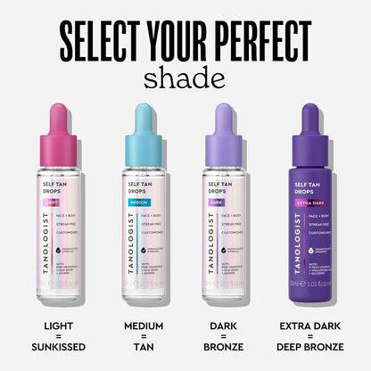 Face and Body Self Tan Drops, Medium - Bronzing Drops - Illuminating Self Tanning Drops, Natural Ingredients & Vegan - 1.01 Fl Oz