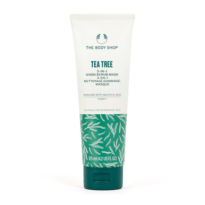 Tea Tree 3 in 1 Wash Scrub & Mask – Purifying Vegan Skincare for Oily, Blemished Skin – 4.2 Oz