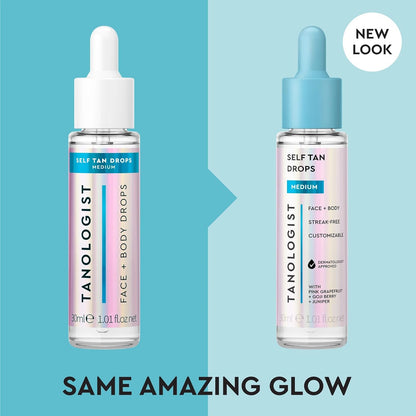 Face and Body Self Tan Drops, Medium - Bronzing Drops - Illuminating Self Tanning Drops, Natural Ingredients & Vegan - 1.01 Fl Oz