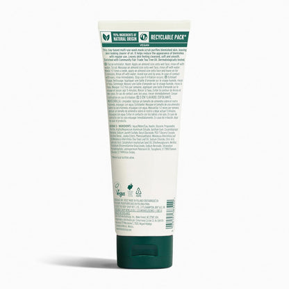 Tea Tree 3 in 1 Wash Scrub & Mask – Purifying Vegan Skincare for Oily, Blemished Skin – 4.2 Oz